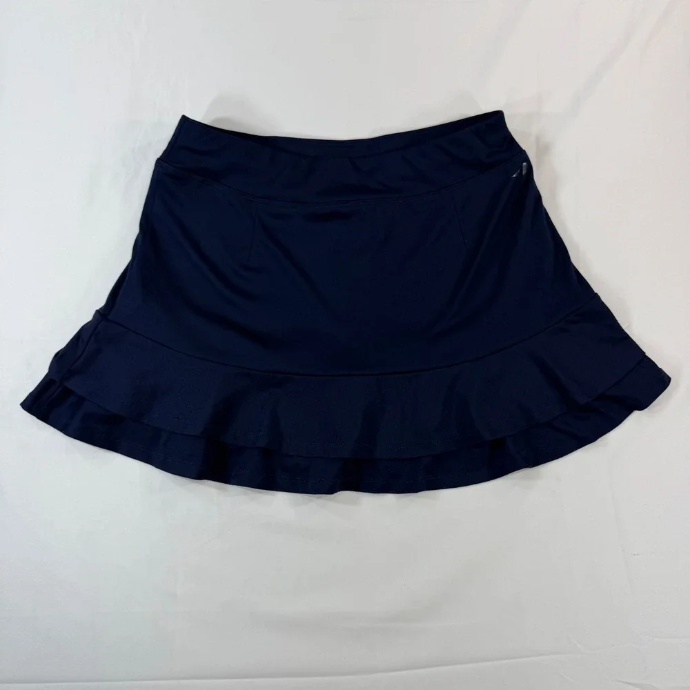 Grand Slam Performance Navy Blue Ruffle Tennis Skort Womens S Pocket Athletic